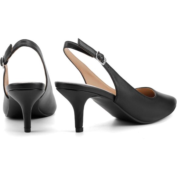 🆕 Women Black Low Heel Pumps Closed Pointed Toe Kitten Heels Wedding Party Sexy - Picture 4 of 4